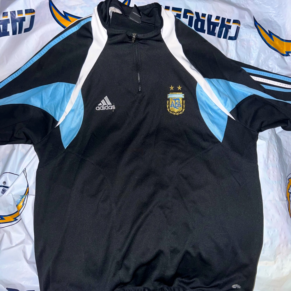 XL Adidas Argentina long sleeve high collar practice Soccer Jersey